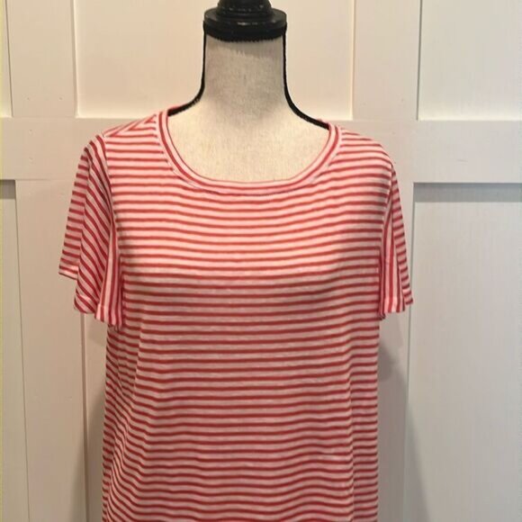 Tommy Bahama Coral/white striped SS Top-FREE w/Bundle Purchase - Picture 2 of 4